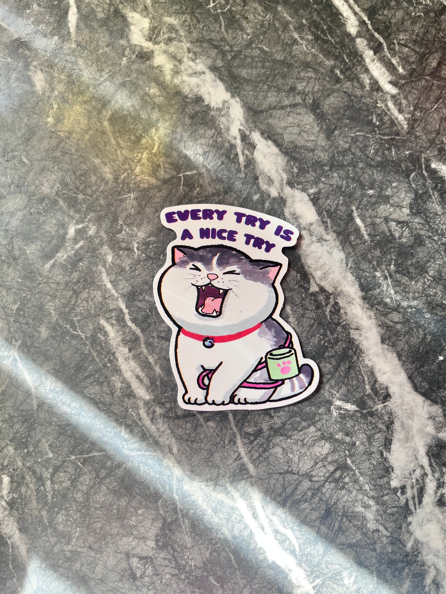 Every Try Is a Brave Try cat sticker