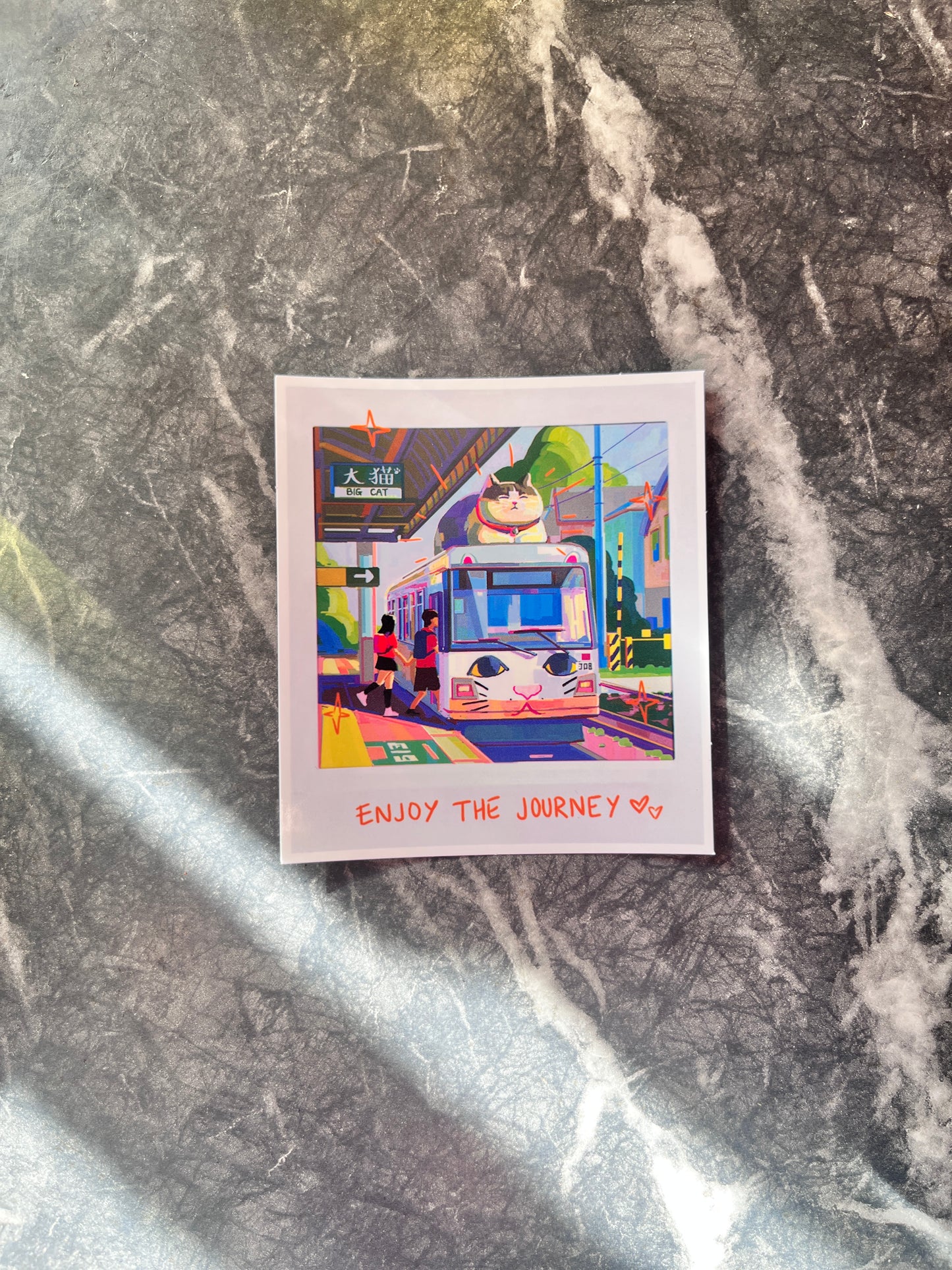 Enjoy the Journey postcard cat sticker