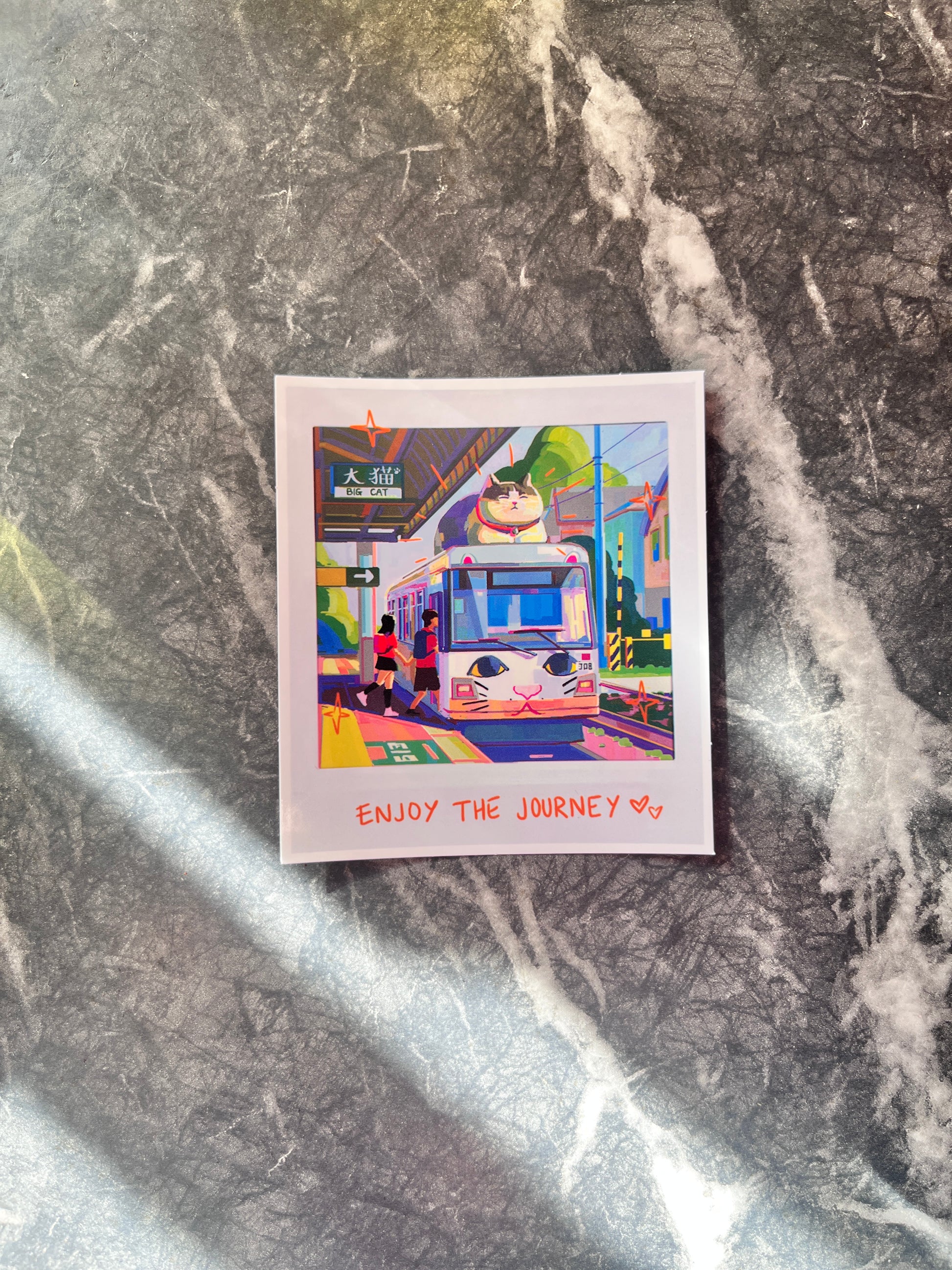 Enjoy the Journey postcard cat sticker
